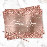 Glittery Rose Gold Foil 40th Birthday Thank You Card