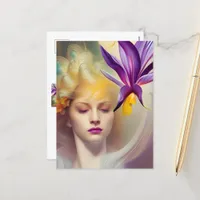 Angel with orchid   postcard