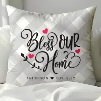 Bless Our Home Personalized Monogram Family Throw Pillow