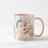 Personalized Starry Baby Photo Pink Coffee Mug