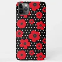 Bold Poppies and Polka Dots Red Black Contemporary iPhone 11Pro Max Case