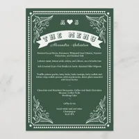 Vintage Country Western Rustic Emerald Wedding Menu