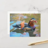 Beautiful Mandarin Duck in the Pond Postcard
