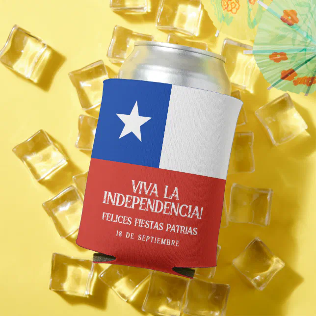 Fiestas Patrias Independence Day Chile Flag Can Cooler