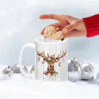 Cute Christmas Reindeer Ornaments | Rustic Wood Coffee Mug