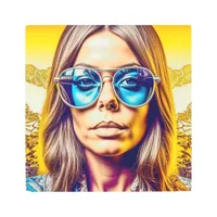 Cool Lady in Blue Sunglasses Metal Print