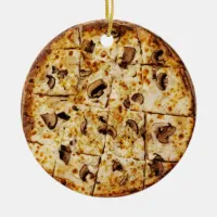 Merry Crustmas Mushroom Pizza Ceramic Ornament