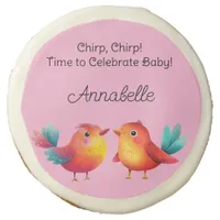 Bird-Themed Baby Shower Cute Watercolor Sugar Cookie