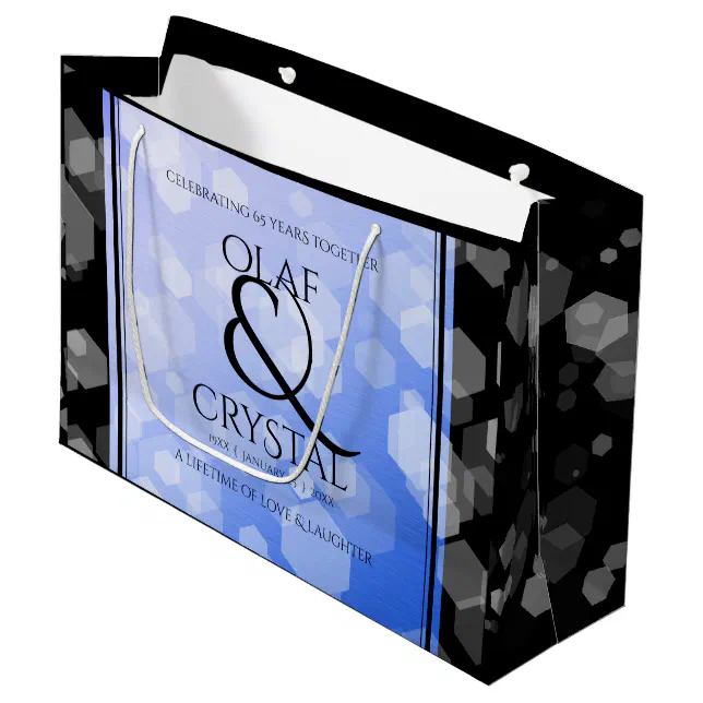 Chic 45th 51st 65th Sapphire Wedding Anniversary Large Gift Bag