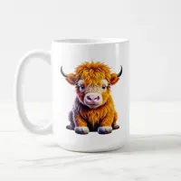 Baby Highland Cow Adorable Ai Art Coffee Mug