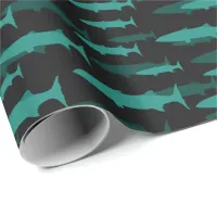 Blue Black Barracuda Fish Wrapping Paper