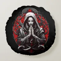 Serpent Priestess of the Shadow Grove Round Pillow