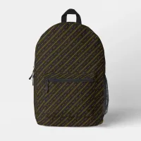 Black and Gold Stripes&Dashes Masculine Printed Backpack