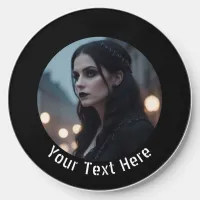 Goth Emo Moody Dark Gothic Black Custom Photo Text Wireless Charger