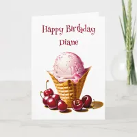 Personalized Ice Cream Cone Birthday for Her Card
