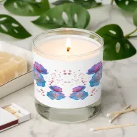 Water Droplets on Pink & Blue Roses on White | Scented Candle