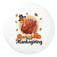 Happy Thanksgiving Typography  Ceramic Knob