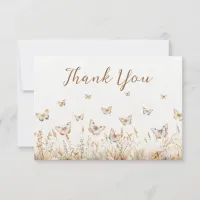 Watercolor Wildflowers Butterfly Boho Baby Shower Thank You Card