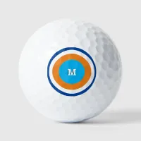 Bright Concentric Circles Monogrammed Geometric Golf Balls