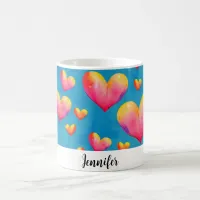 Multicolored Watercolor Hearts Coffee Mug