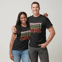 Merry Vibes Retro Groovy Christmas Holidays Tri-Blend Shirt