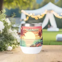 Pink and Turquoise Paradise | Beach Art Thermal Wine Tumbler