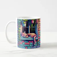 Sleepy Cat in Window Sill Ai Art Coffee Mug