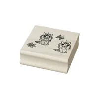 Two Little Unicorns, Butterflies and Flowers Rubber Stamp