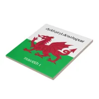 Happy St. David's Day Red Dragon Welsh Flag Square Ceramic Tile