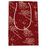 Red Floral Christmas Pattern Medium Gift Bag