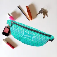 Modern zigzag pattern - waves in turquoise fanny pack