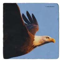 Breathtaking Bald Eagle in Winter Sunset Flight Trivet