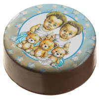 African-American Twin Boy's Blue Baby Shower Chocolate Covered Oreo