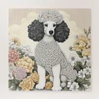 Poodle in Whimsical Flowers  Jigsaw Puzzle