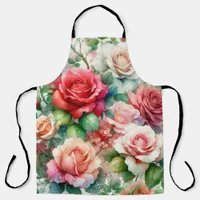 Whimsical Rose Pattern Apron