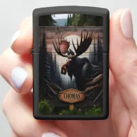 Moose Portrait With Name Zippo Lighter