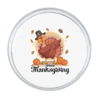 Happy Thanksgiving  Silver Finish Lapel Pin