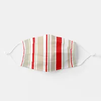 Nautical Stripes Red White Beige Grey Pattern Adult Cloth Face Mask