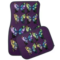 Aqua, Pink, and Yellow -  Elegant Butterflies Car Floor Mat