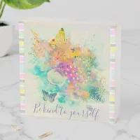 Vintage Pastel Butterflies and Rose Inspirational Wooden Box Sign