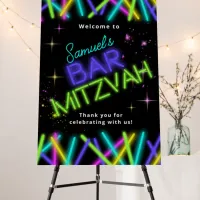 Neon Glow Stick Bar Mitzvah Welcome ID991 Foam Board