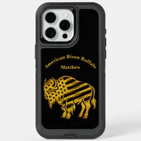 Patriotic Gold Bison Design iPhone 15 Pro Max Case