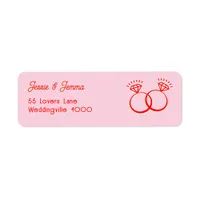 Cute Double Diamond Ring Pink & Red Address Label