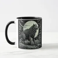 Black and white Vintage Werewolf Ai Art Mug