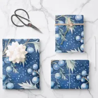 Winter Wonderland: Blue and White Christmas Tree Wrapping Paper Sheets