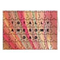 Totally Awesome Dad Puzzle Text Pink/Brown Pattern