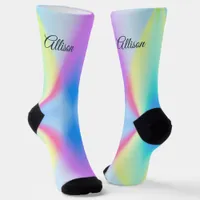 Modern iridescent pastel rainbow colored socks