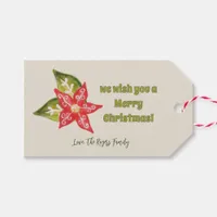 Christmas Kitschy Red Green Poinsettia Nostalgic Gift Tags