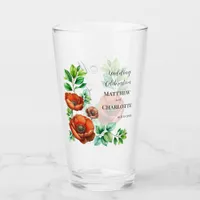 Sublime Watercolor Red Poppies in Vintage Style Glass