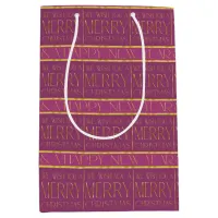 Magenta Gold Christmas Pattern#35b ID1009 Medium Gift Bag